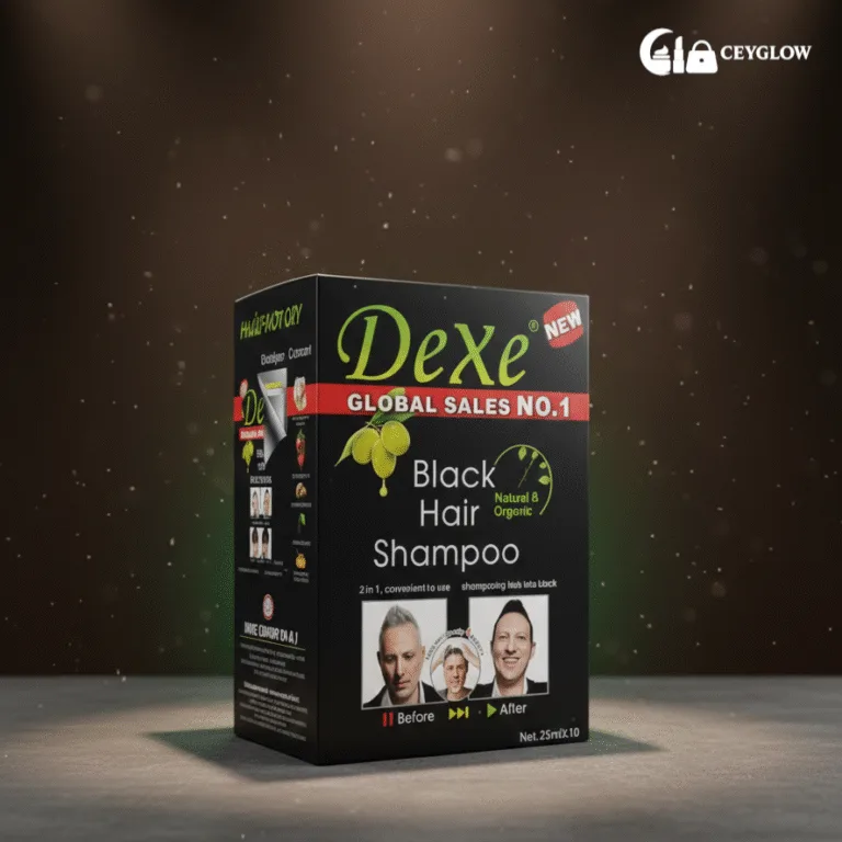Dexe Black Hair Shampoo 10 sachets 2-in-1 herbal and organic hair dye that colors gray hair black in 5 minutes available at Ceyglow Sri Lanka