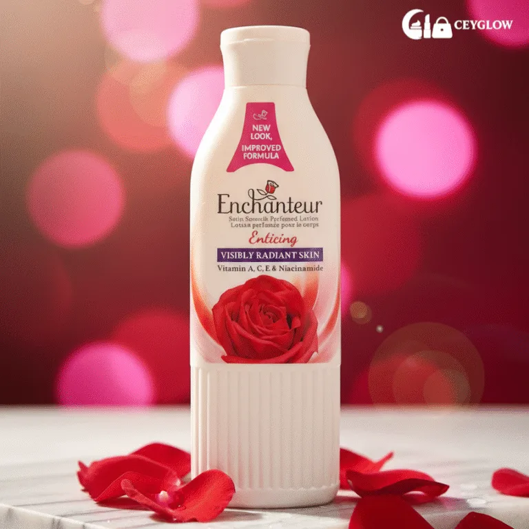 Enchanteur Enticing Satin Smooth Perfumed Body Lotion 250ml with Red Rose scent and Vitamins A, C, E available at Ceyglow Sri Lanka.