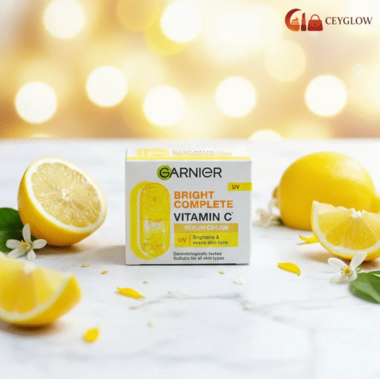Garnier Bright Complete Vitamin C Serum Cream UV with Yuzu Lemon and dark spot reduction formula available at Ceyglow Sri Lanka.
