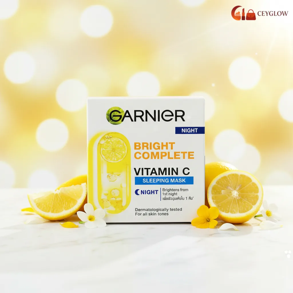 garnier-bright-complete-vitamin-c-sleeping-mask-50ml-ceyglow-sri-lanka Garnier Bright Complete Vitamin C Sleeping Mask 50ml with Yoghurt Bifidus and Lemon for overnight brightening available at Ceyglow Sri Lanka