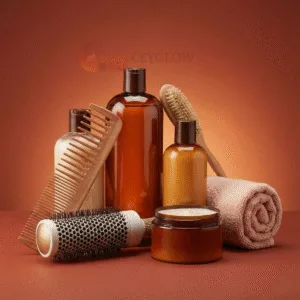 Assortment of hair care products including shampoo, conditioner, brushes, and a comb available at Ceyglow Sri Lanka.