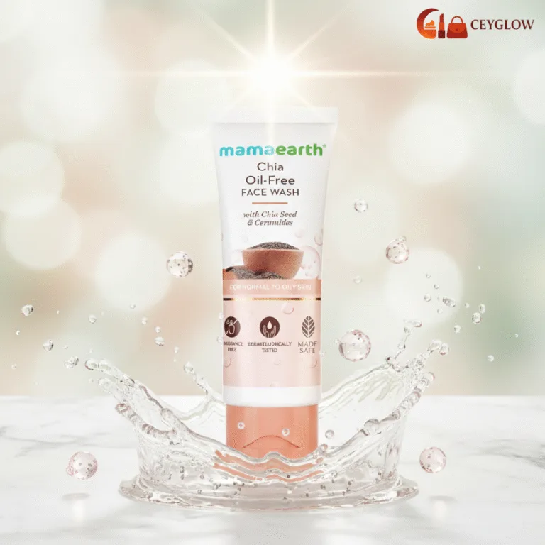 Mamaearth Chia Oil-Free Face Wash 100ml with Chia Seed and Ceramides for normal to oily skin, offering deep cleanse and moisture barrier protection, available at Ceyglow Sri Lanka.