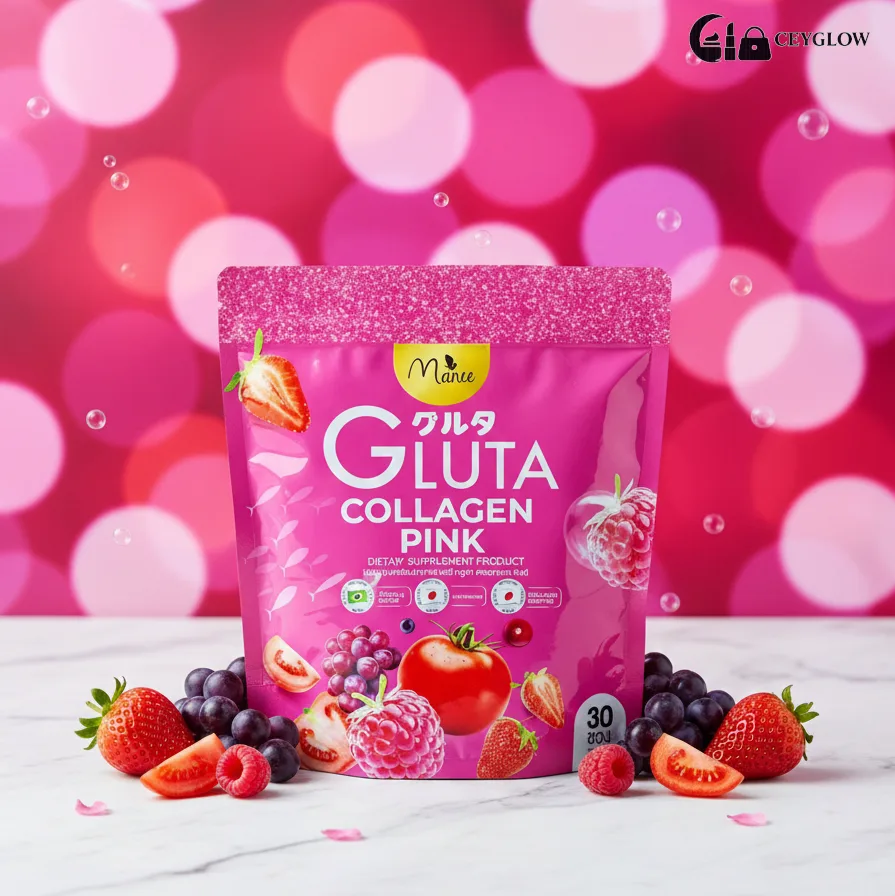 manee-gluta-collagen-pink-30-sachets-glutathione-hyaluronic-acid-ceyglow-sri-lanka Manee Gluta Collagen Pink Dietary Supplement 30 sachets with Glutathione, Collagen, and Hyaluronic Acid for skin brightening available at Ceyglow Sri Lanka.