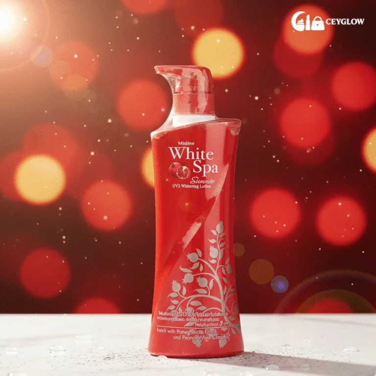Mistine White Spa Summer UV3 Whitening Body Lotion 400ml with Pomegranate Extract, Niacinamide, and triple UV protection available at Ceyglow Sri Lanka.