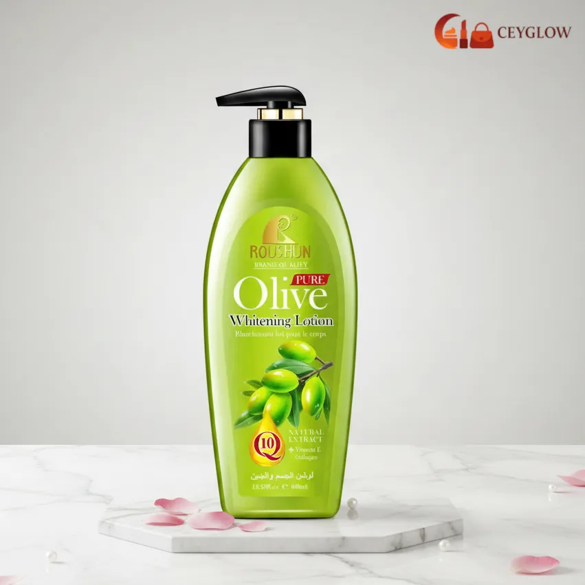 roushun-pure-olive-whitening-lotion-q10-collagen-400ml-ceyglow-sri-lanka Roushun Pure Olive Whitening Lotion 400ml with Olive Extract, Q10, and Collagen for skin brightening available at Ceyglow Sri Lanka.