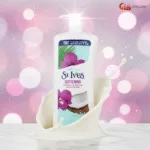 St. Ives Softening Body Lotion 621ml with Coconut Oil and Orchid extract for deep, sensitive skin hydration, available at Ceyglow Sri Lanka.