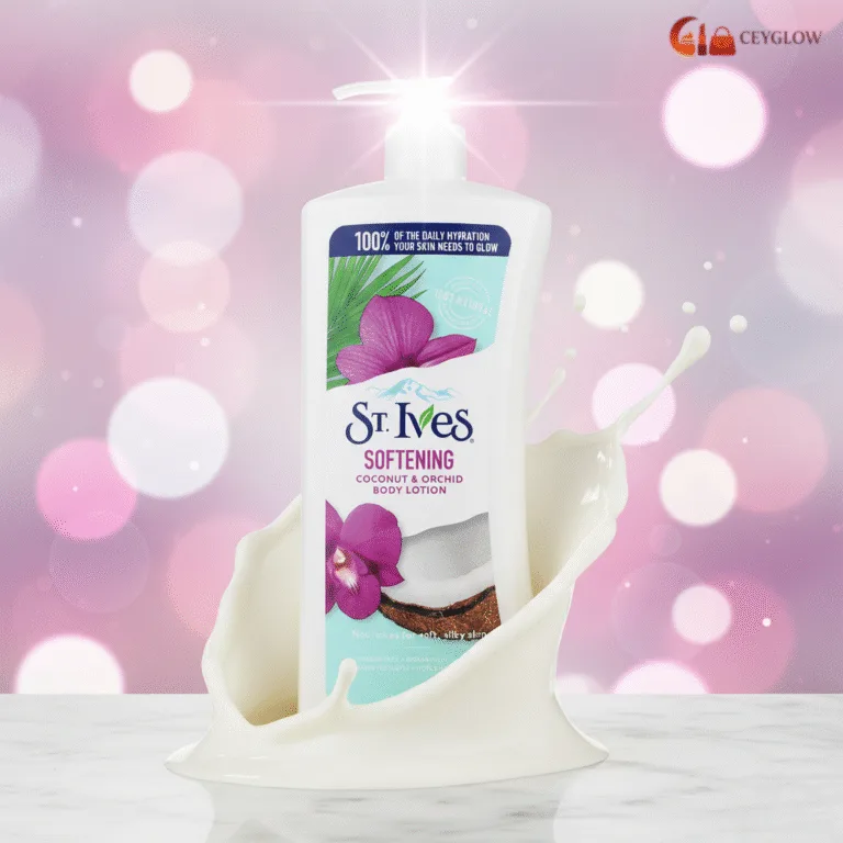 St. Ives Softening Body Lotion 621ml with Coconut Oil and Orchid extract for deep, sensitive skin hydration, available at Ceyglow Sri Lanka.