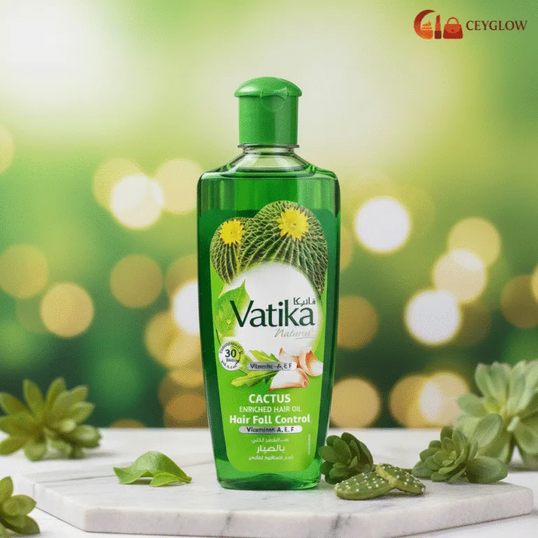 Vatika Naturals Cactus Enriched Hair Oil 200ml with Ginger and Garlic for hair fall control available at Ceyglow Sri Lanka