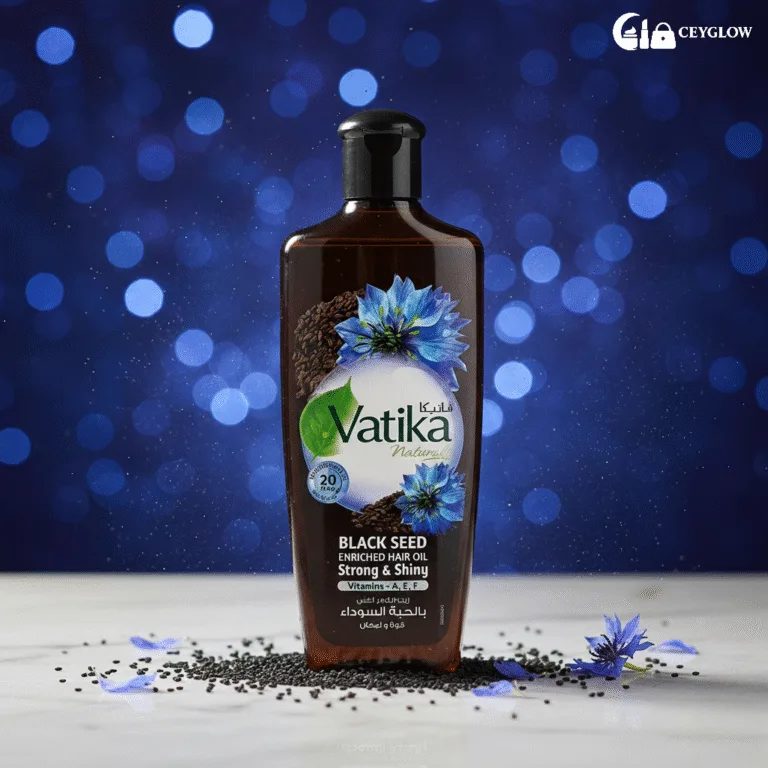 Vatika Naturals Black Seed Enriched Hair Oil 200ml with Black Seed extract and Vitamins A, E, F for strong and shiny hair available at Ceyglow Sri Lanka.