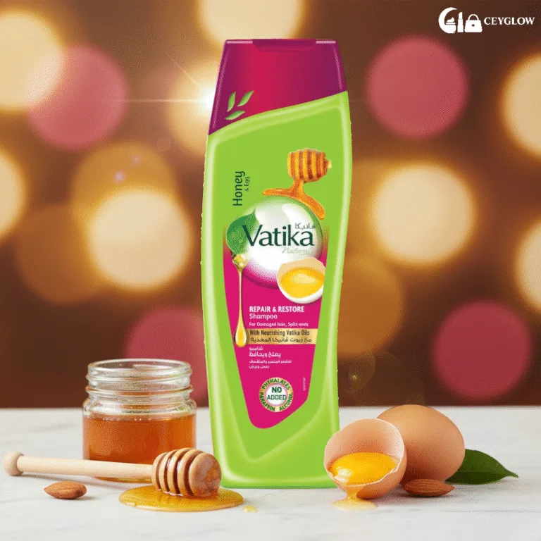 Vatika Naturals Repair & Restore Shampoo 400ml with Honey and Egg extracts for damaged hair and split ends available at Ceyglow Sri Lanka.