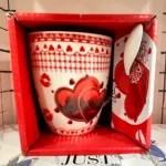Love heart mug gift set with ceramic cup and matching spoon