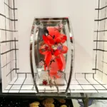 Decorative glass flower vase showpiece with artificial flowers