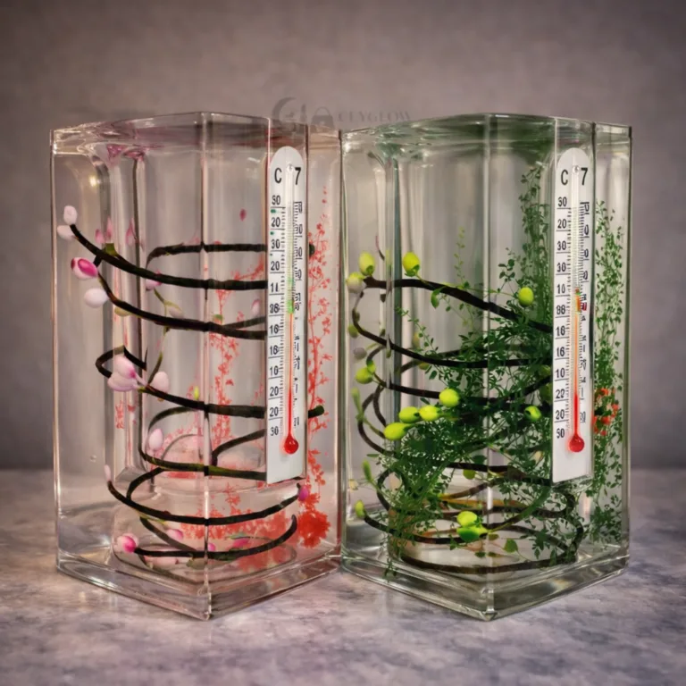 Glass pen holder Sri Lanka with nature inspired design for office desk