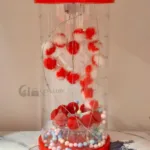 Transparent bottle with red heart design and LED Heart Bottle Valentine Gift