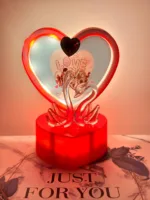 Heart-shaped LED love showpiece with swan couple design