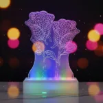 LED rose flower lamp with glowing acrylic double rose design