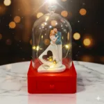 Romantic couple glass dome gift with warm fairy lights for Valentine’s Day