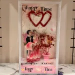Valentine's Day Gift for Wife LED shadow box with bride and groom figurine.