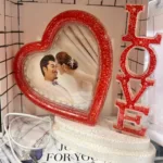 Valentine's Day Photo Frame with red LED LOVE letters and illuminated heart.