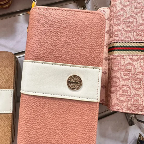 women’s long zip wallet pink color