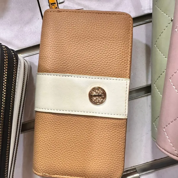 women’s long zip wallet brown color