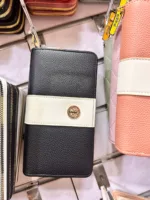 women’s long zip wallet black color